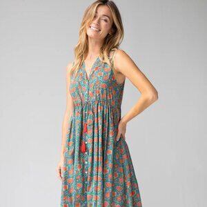 Natural Life Amelia Sleeveless Shirt Dress - Turquoise Vines